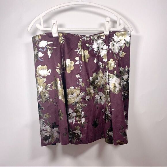 NWOT Tularosa Burgundy Metallic Floral A-line Mini Skirt - Picture 3 of 5